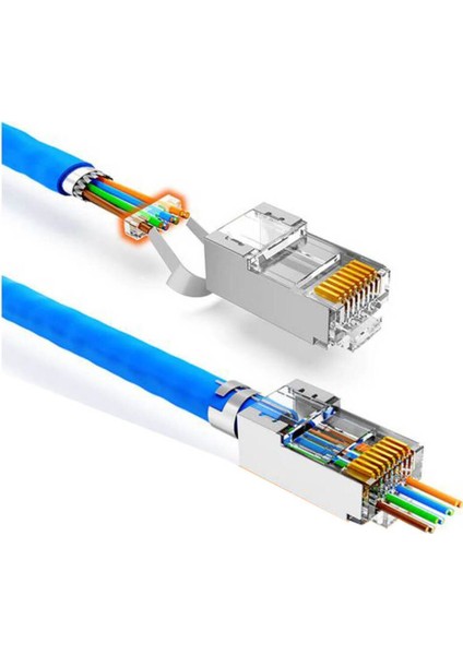 RJ45 Cat7 Konnektör Seti (100 Adet + Ayraç) | Yeni Nesil Metal Uç | Ethernet ve Network Uyumlu fiyatları