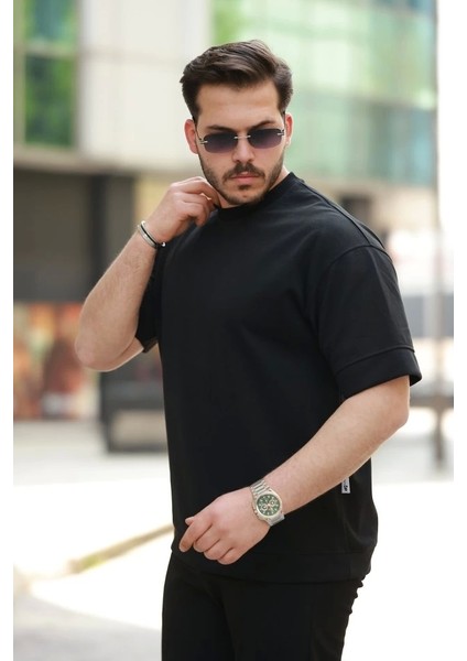 Erkek Basic Oversize Double Face Kumaş Kısa Kollu Tshirt