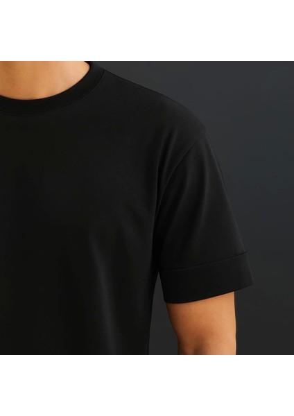 Erkek Basic Oversize Double Face Kumaş Kısa Kollu Tshirt