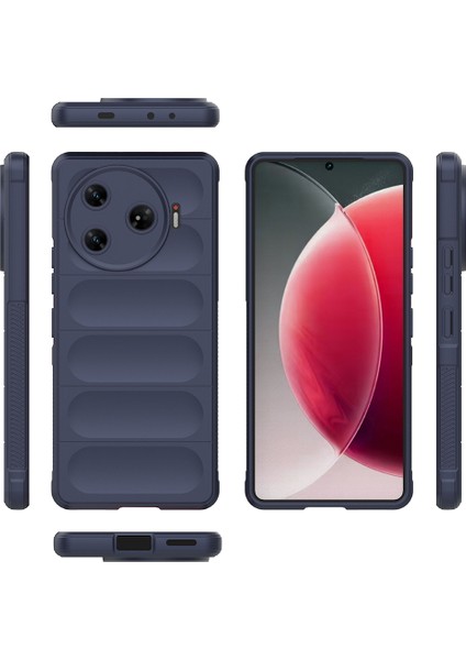 Tecno Spark 30 Pro Kılıf Esnek Tpu Oyuklu Arka Yüzey Tasarımlı Tkgn Etnik Silikon Kapak - Lacivert