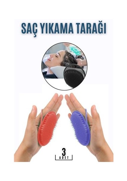 Saç Yıkama Tarağı Avuçiçi 3 Lü Set Belgiqa Design