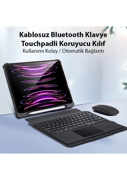 Dux Ducis iPad Pro 12.9 2022/2021/2020 Sk Series Kablosuz Bluetooth Klavye Touchpad - YKD7424-3698
