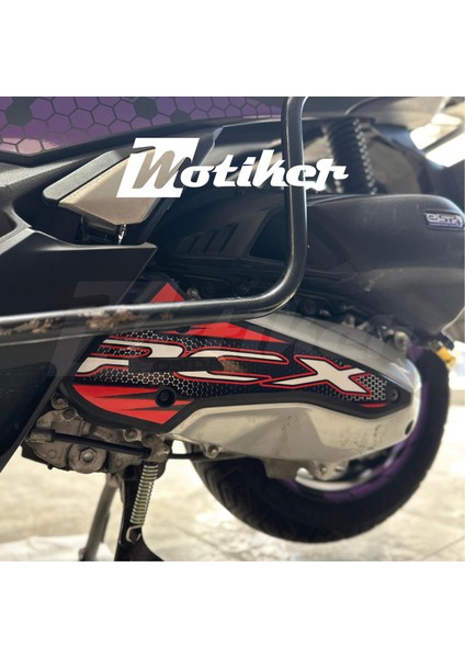 Honda Pcx Sticker Radyator Kapağı Kaplama Koruma Etiket Modeli Parçalı Desen Kırmızı