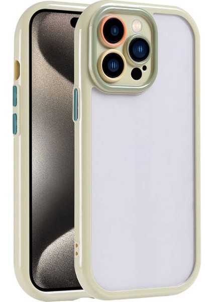 iPhone 15 Pro Kılıf Kamera Korumalı Renkli Kenar ve Çerçeve Tasarımlı Kromi Kapak