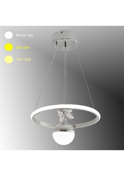 TT037-YUV-SR Tt Aydınlatma Halka Model Gold Sarı Kaplama Tek Toplu 3 Renk Modüllü Ledli Avize