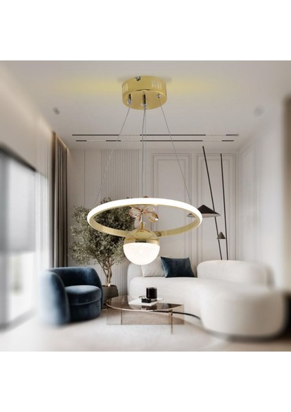 TT037-YUV-SR Tt Aydınlatma Halka Model Gold Sarı Kaplama Tek Toplu 3 Renk Modüllü Ledli Avize modelleri