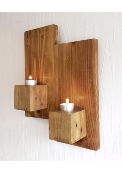 Kahverengi Ahşap Duvar Mumluk Seti, Şık ve Doğal Dekoratif Ürünler fiyatları