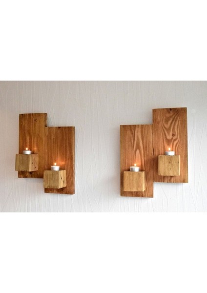 Kahverengi Ahşap Duvar Mumluk Seti, Şık ve Doğal Dekoratif Ürünler modelleri