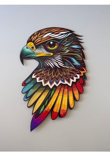 Renkli Ahşap Desenli Mandala Kartal Başı LED Duvar Aydınlatma 29X42 fiyatları