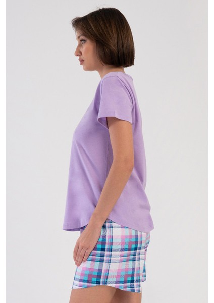 Pamuklu Kadın Kısa Kol Şortlu Pijama Takım , 409150