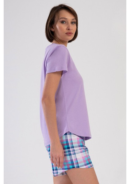 Pamuklu Kadın Kısa Kol Şortlu Pijama Takım , 409150
