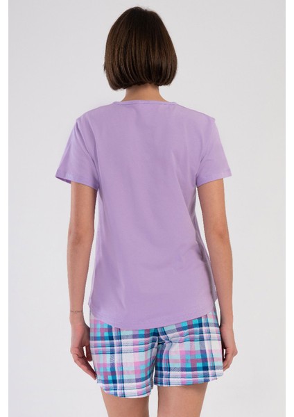 Pamuklu Kadın Kısa Kol Şortlu Pijama Takım , 409150