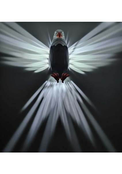 Renkli 3D Kartal Şeklinde Pilli Dekoratif Gece Lambası