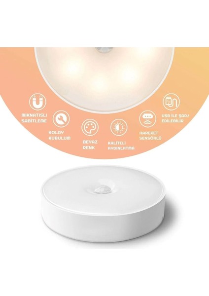 Hareket Sensörlü USB Şarjlı LED Işık, Oda, Mutfak, Salon, Merdiven Için Aydınlatma indirimleri