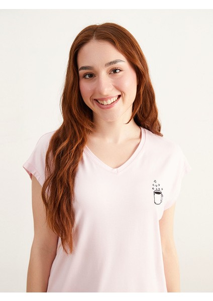 Yeni Sezon Petite V Yaka Baskili Kadin Kaprili Pijama Takimi - S5PK25Z8 fiyatları