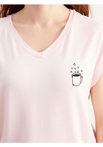 Yeni Sezon Petite V Yaka Baskili Kadin Kaprili Pijama Takimi - S5PK25Z8 modelleri