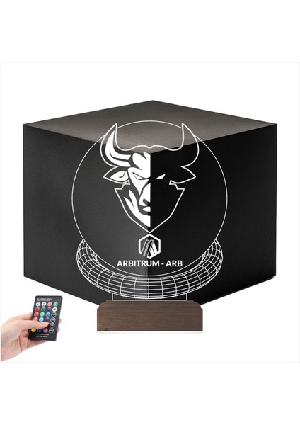 Çok Renkli 3D Kripto Masa Gece Lambası, Arbitrum, Arb Coin ile Finans Dekorasyonu