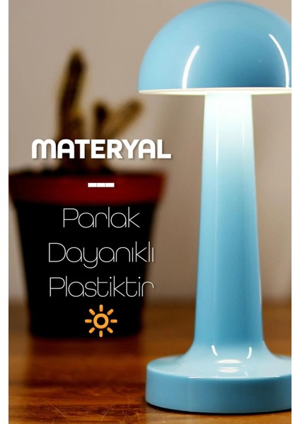 Dokunmatik Şarjlı Masa Lambası, 3 Mod, Doğal Tasarım, Çalışma ve Okuma Işığı