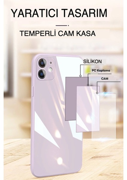 iPhone 14 Pro Max Kılıf Glass Kapak - Lila - YKD3883-7304