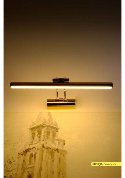 Şık Günışığı LED Ayna Aplikası, Altın Kasa, Banyo ve Dekorasyon Için Uygun