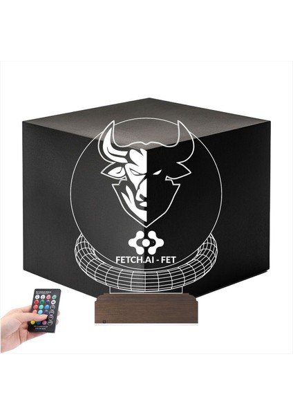Çok Renkli 3D Gece Lambası, Kripto ve Finans Temalı Dekorasyon Işığı
