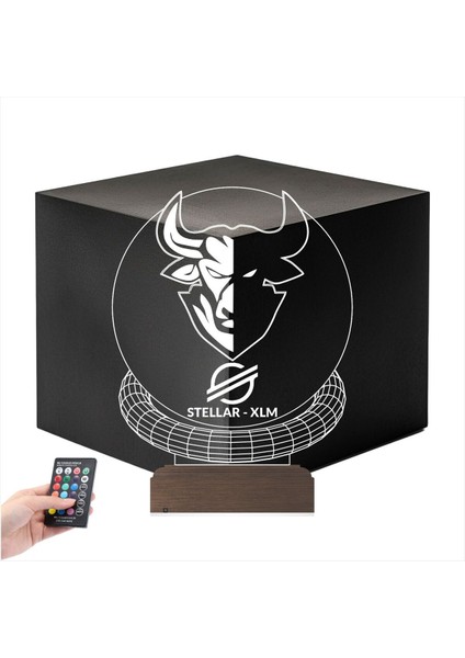 Çok Renkli 3D Finans ve Kripto Temalı Masa Gece Lambası