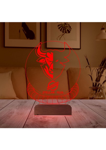 Çok Renkli 3D Finans ve Kripto Temalı Masa Gece Lambası