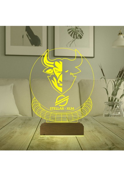Çok Renkli 3D Finans ve Kripto Temalı Masa Gece Lambası