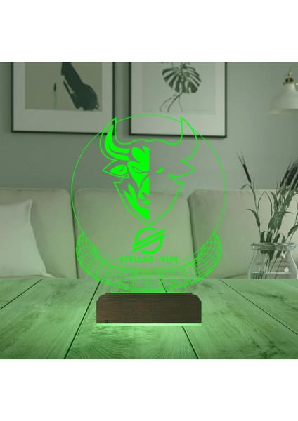 Çok Renkli 3D Finans ve Kripto Temalı Masa Gece Lambası