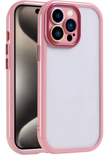 iPhone 15 Pro Max Kılıf Kamera Korumalı Renkli Kenar ve Çerçeve Tasarımlı Kromi Kapak