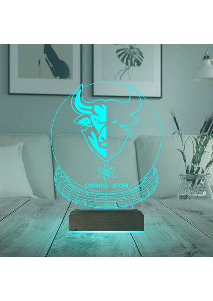 Çok Renkli 3D Gece Lambası, Kripto ve Finans Temalı Masa Dekoru