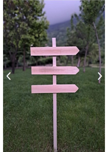 Doğal Ahşap Yön Tabelası, Bahçe Yön Levhası, 50X150CM, Gri