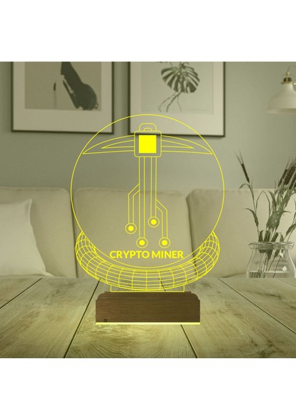 Çok Renkli 3D Gece Lambası, Kripto Madencilik Temalı Masa Dekoru