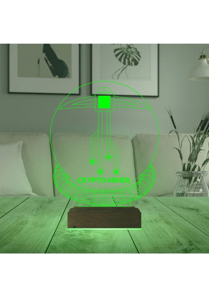 Çok Renkli 3D Gece Lambası, Kripto Madencilik Temalı Masa Dekoru
