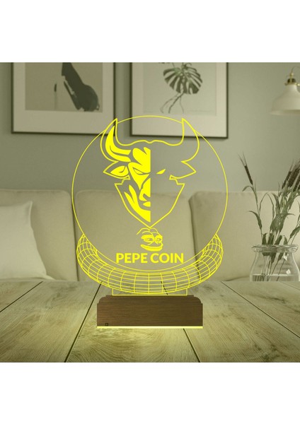 Renkli 3D Kripto Pepe Coin Masa Gece Lambası, Şık ve Modern Tasarım
