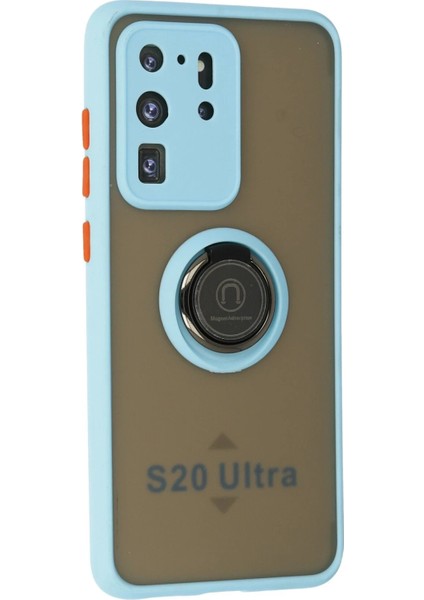 Samsung Galaxy S20 Ultra Kılıf Montreal Yüzüklü Silikon Kapak - Buz Mavi - YKD1447-1586 fiyatları