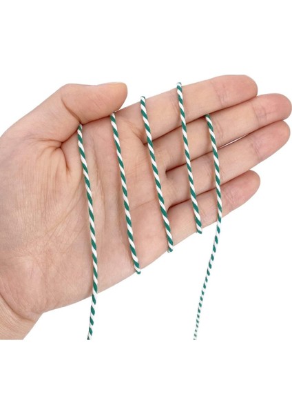10 Metre Yeşil-Beyaz Ambalaj Hediye Süsleme Ipi Marteniçka Bileklik Paket Ipi