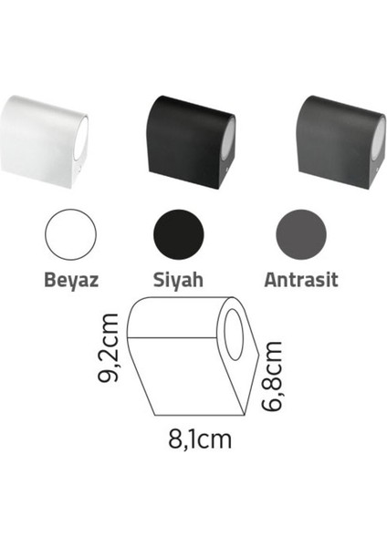 Antrasit Tek Taraflı Işık Süzmeli Bahçe Aplik, Zarif ve Modern Dış Mekan Aydınlatması fiyatları