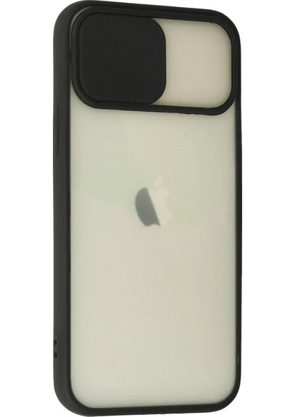 iPhone 12 Kılıf Palm Buzlu Kamera Sürgülü Silikon - Siyah - YKD7729-4671