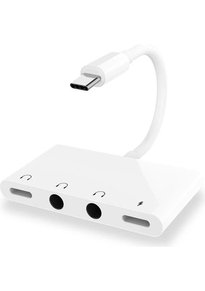 Ally Andriod USB Type C 4in1 Otg Ses Adaptörü Çift Dc 3.5mm JACK-(1903) - YKD1920-1287