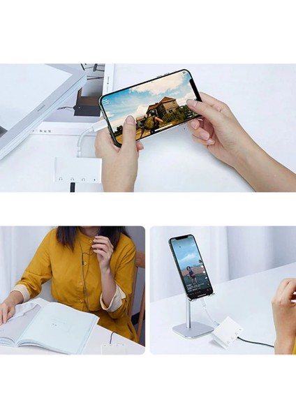 Ally Andriod USB Type C 4in1 Otg Ses Adaptörü Çift Dc 3.5mm JACK-(1903) - YKD1920-1287