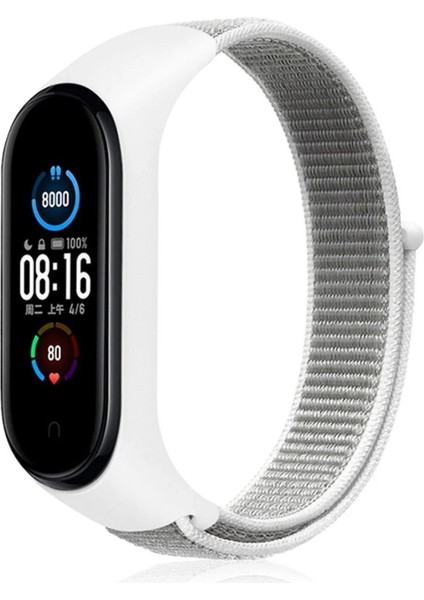 Xiaomi Mi Band 4 Hasırlı Cırtcırtlı Kordon - Beyaz - YKD4627-4662