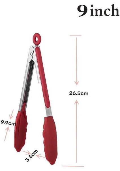 Metal Kızartma Maşası Silikon Uçlu Maşa Kırmızı Renk indirimleri