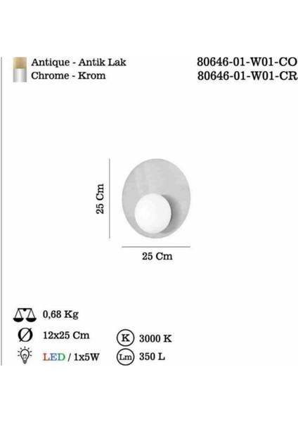 Krom LED Aplik 3000K, Şık ve Modern Dekoratif Aydınlatma Parçası fiyatları