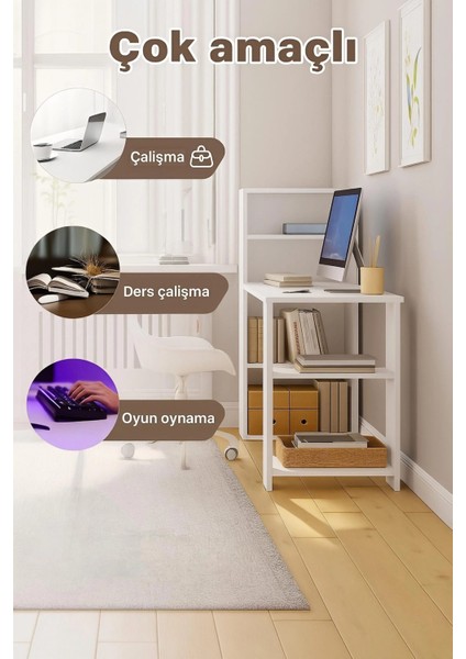 Modern ve Fonksiyonel Çalışma Masası – Beyaz