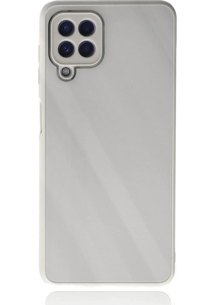 Samsung Galaxy A22 Kılıf Glass Kapak - Beyaz - YKD2854-7938