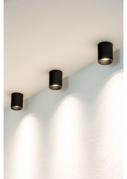 11X10 cm Metal Kasa, 7W Beyaz Işık, GU10 Duylu Sıva Üstü Tavan Armatürü