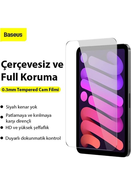 Baseus 0.3mm iPad Mini 6 (2021) ve Mini 7 (2024) Tempered Cam Ekran KORUYUCU-(1903) - YKD4117-5848