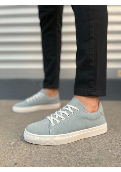 JY122 Mode Bağcıklı Süet Erkek Günlük Sneaker Ayakkabı Sbt - Mavi