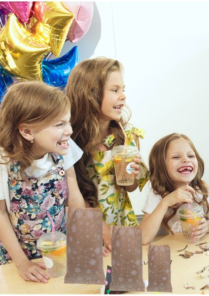 25 Adet 11X20 Minik Boy Desenli Kraft Şamua Kese Kağıdı Kurabiye Kahvaltı Poşeti